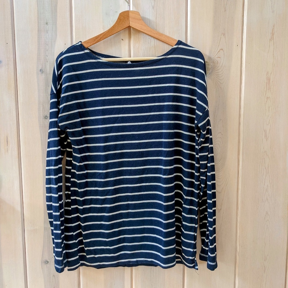 Blue and White Striped Nautical Shirt M